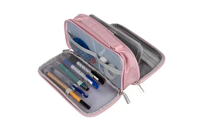 Etui szkolne - różowy piórnik z uchwytem