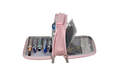 Etui szkolne - różowy piórnik z uchwytem