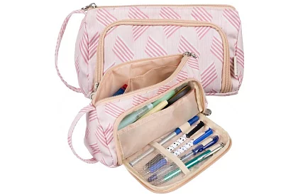 Etui szkolne - różowy piórnik w wzór