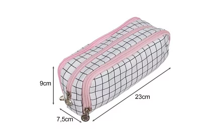 Rozszerzalne etui szkolne - w kratkę piórnik