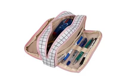 Rozszerzalne etui szkolne - w kratkę piórnik