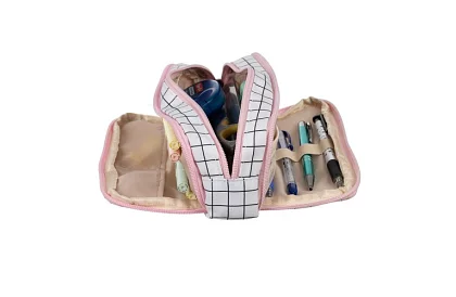 Rozszerzalne etui szkolne - w kratkę piórnik