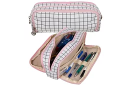 Rozszerzalne etui szkolne - w kratkę piórnik