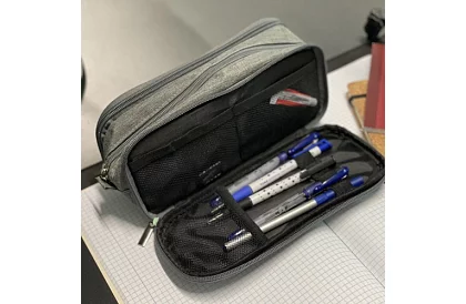 Rozszerzalne etui szkolne - szary piórnik
