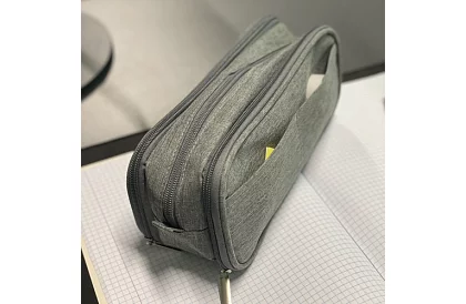 Rozszerzalne etui szkolne - szary piórnik