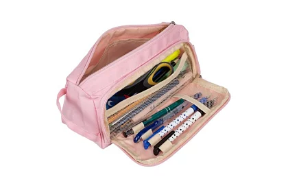 Etui szkolne - różowy piórnik z uchwytem
