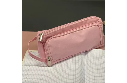 Etui szkolne - różowy piórnik z uchwytem
