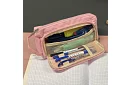 Etui szkolne - różowy piórnik z uchwytem