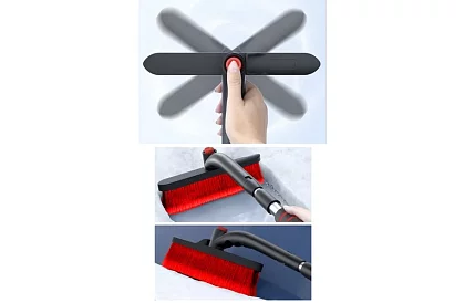 Zsuwana skrobaczka do okien z szczotką do śniegu