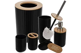 Akcesoria łazienkowe - czarny zestaw 6 sztuk