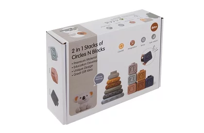 Miękkie sensoryczne klocki dla dzieci – zestaw 12 szt. + miś koala