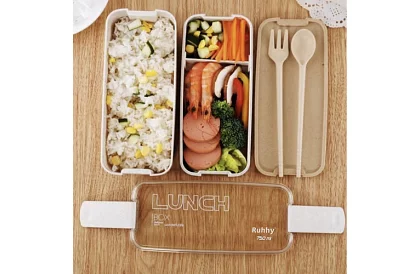 Skrzynka na przekąski z sztućcami - pudełko na lunch 750ml