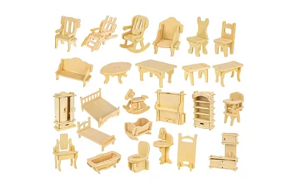 Meble drewniane do domku dla lalek