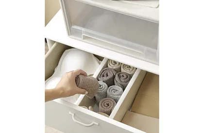 Regulowane organizery do szuflad - biały - zestaw 4 sztuk