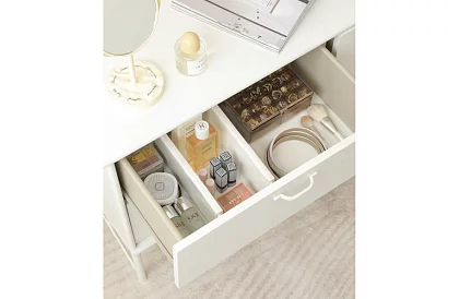 Regulowane organizery do szuflad - biały - zestaw 4 sztuk