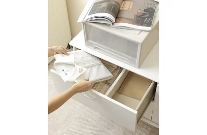 Regulowane organizery do szuflad - biały - zestaw 4 sztuk