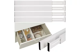 Regulowane organizery do szuflad - biały - zestaw 4 sztuk