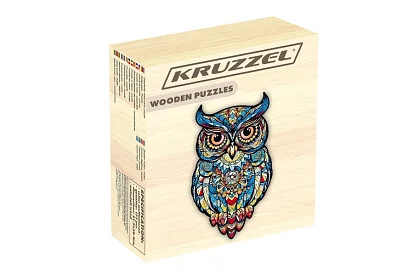 Drewniane puzzle sowa - 177 elementów - 38 x 21,5 cm