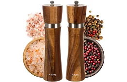 Młynki ręczne do przypraw z akacji – zestaw 2 sztuki