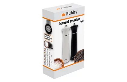 Ręczne młynki do przypraw 2 sztuki - Czarno-białe