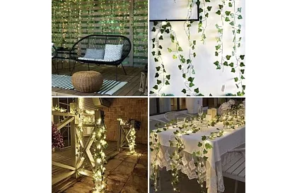 Sztuczny bluszcz z oświetleniem LED - długość 25m