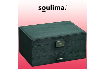 Elegancka zamszowa szkatułka na biżuterię – zielona