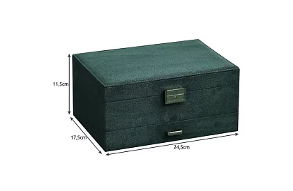 Elegancka zamszowa szkatułka na biżuterię – zielona