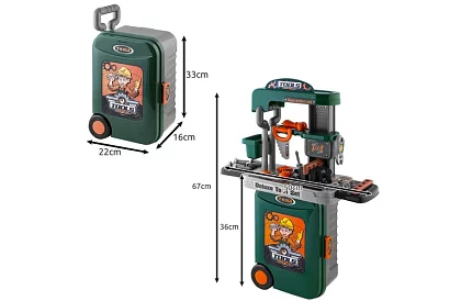 Warsztat dziecięcy stół z narzędziami i walizką