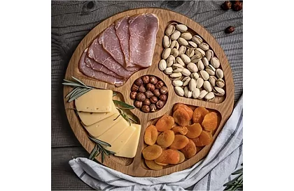 Bambusowy obrotowy talerz serwisowy – 33 cm