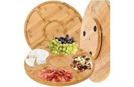 Bambusowy obrotowy talerz serwisowy – 33 cm