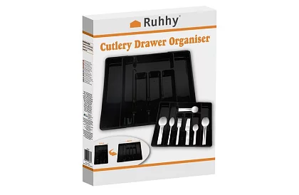 Organizer bambusowy do szuflad – czarny sztućce