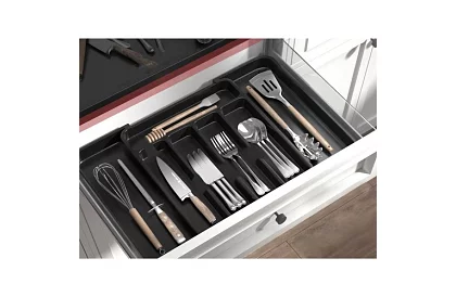 Organizer bambusowy do szuflad – czarny sztućce