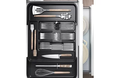 Organizer bambusowy do szuflad – czarny sztućce