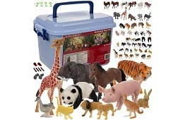 Zwierzęta z plastiku – 48 zwierząt w walizce