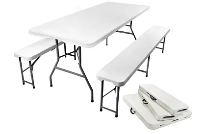 Stół składany 180 cm + 2 ławki