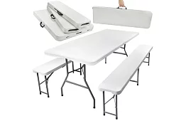 Stół składany 180 cm + 2 ławki