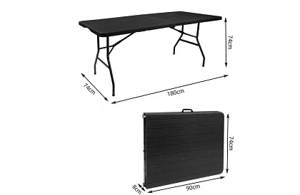 Składany stół ogrodowy 180 cm – czarny