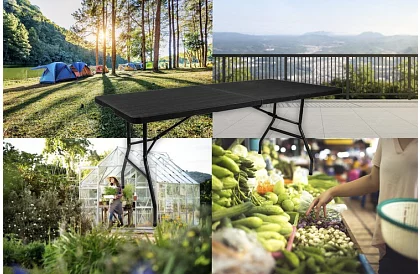 Składany stół ogrodowy 180 cm – czarny