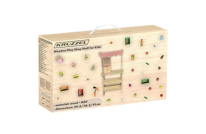 Drewniana stoisko sprzedażowe z akcesoriami