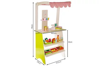 Drewniana stoisko sprzedażowe z akcesoriami