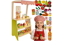 Drewniana stoisko sprzedażowe z akcesoriami