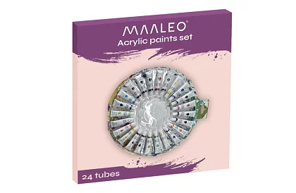 Zestaw farb akrylowych – 24 x 12 ml + paleta