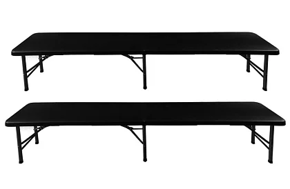 Stół składany czarny 180 cm + 2 ławki