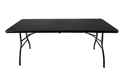 Stół składany czarny 180 cm + 2 ławki