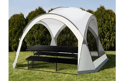 Stół składany czarny 180 cm + 2 ławki