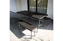 Stół składany czarny 180 cm + 2 ławki