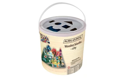 Drewniane klocki miasto 100 szt. z podkładką i sorterem kształtów