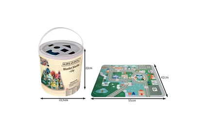 Drewniane klocki miasto 100 szt. z podkładką i sorterem kształtów