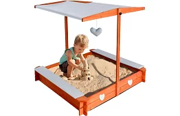 Drewniana piaskownica z daszkiem 118 × 118 cm