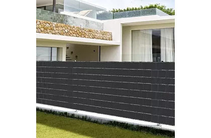 Taśma cieniująca na płot antracytowa panelowa 450 g/m2 - 4,75 cm × 35 m